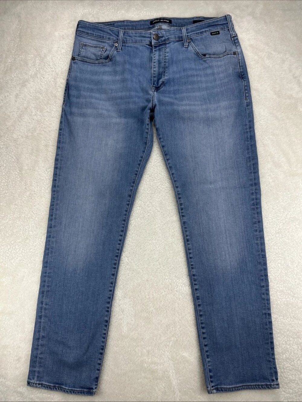Mavi Marcus Jeans Kim Straight Leg Mens Blue Denim Size 38x32 Light Wash Taper